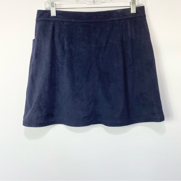 Express-Dark Blue Button Up A-Line Mini Skirt sz 8 - Picture 3 of 8